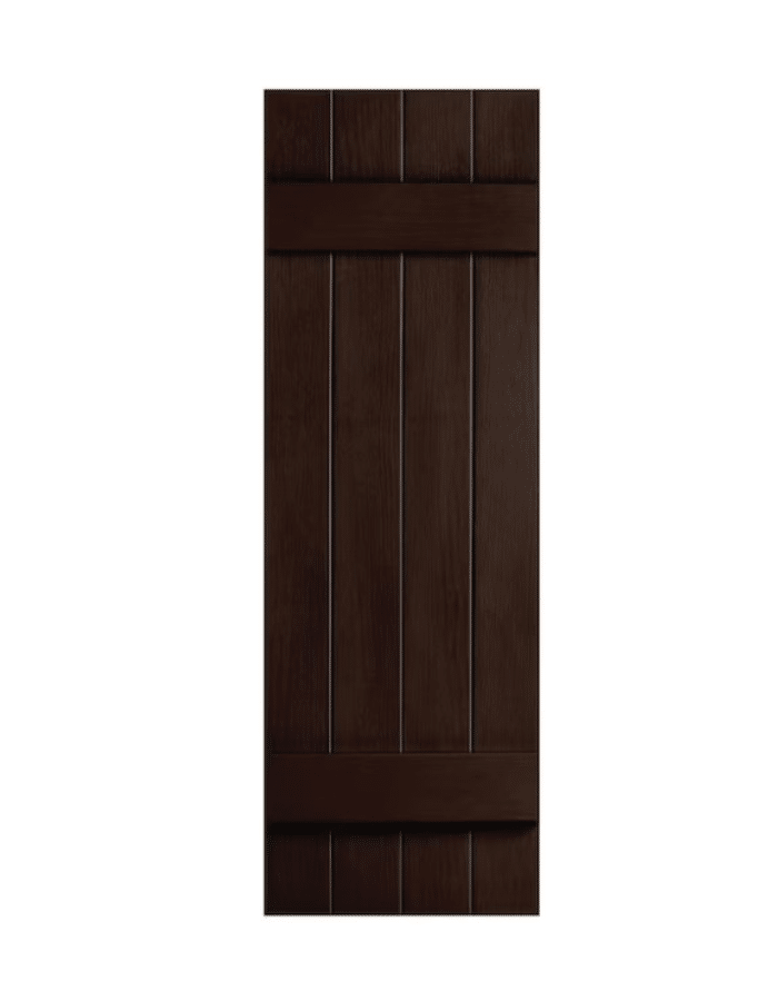 Chocolate Board & Batten Closed 4-Panel | Shutters