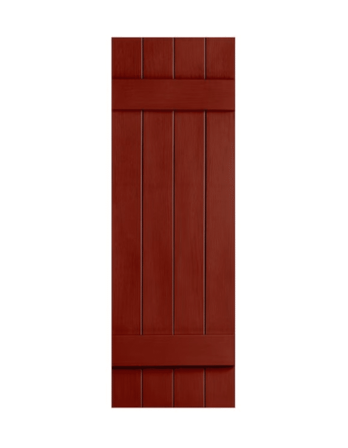 Red Board & Batten Closed 4-Panel | Shutters