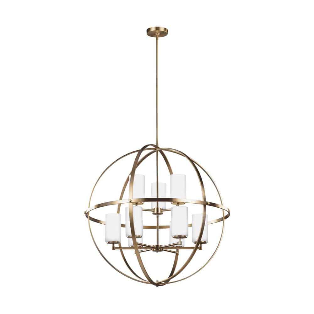 Satin Brass Alturas Collection Chandelier 2-Tier/9-Light | 3124609-848