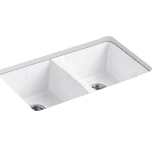 Kohler Cast Iron Double Bowl Undermount K-5873 | Quartz Countertop