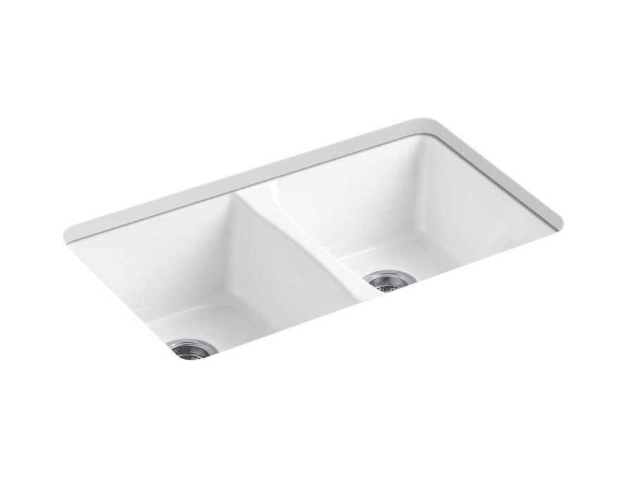 Kohler Cast Iron Double Bowl Undermount K-5873 | Quartz Countertop